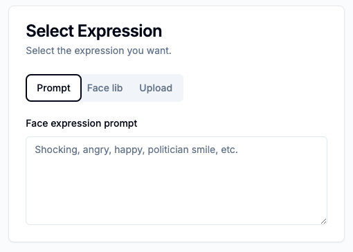 Step 2: prompt the face expression